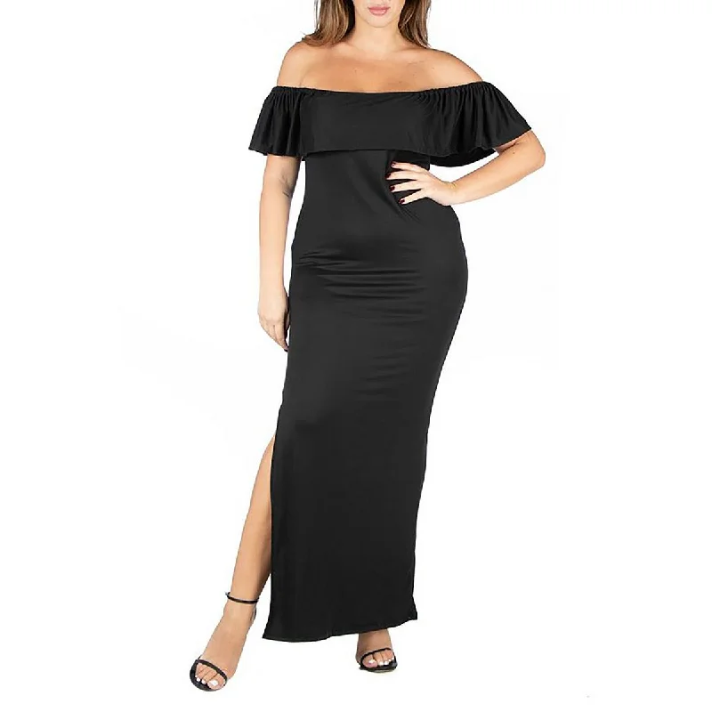 Bargain Prices 24seven Comfort Apparel Womens Plus Ruffled Comfy Midi Dress