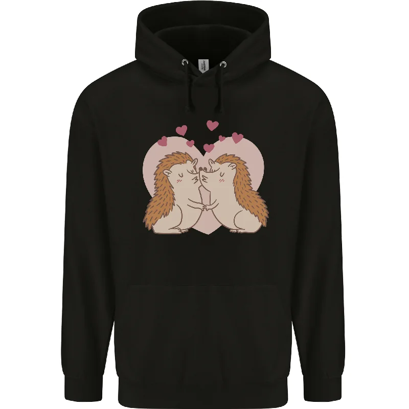 Year-End Sale Hedgehog Love Valentines Day Mens 80% Cotton Hoodie