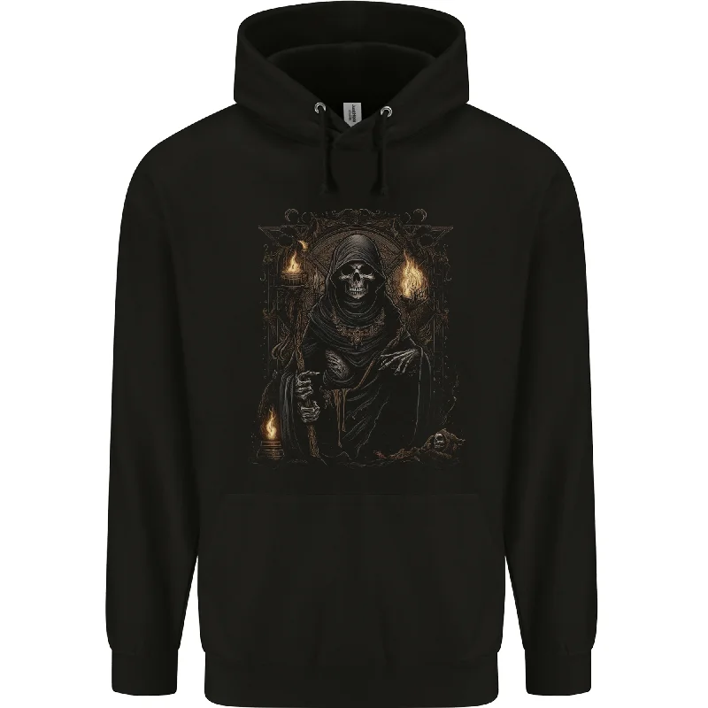 Hurry In Gothic Grim Reaper Goth Heavy Metal Skull 8 Mens 80% Cotton Hoodie