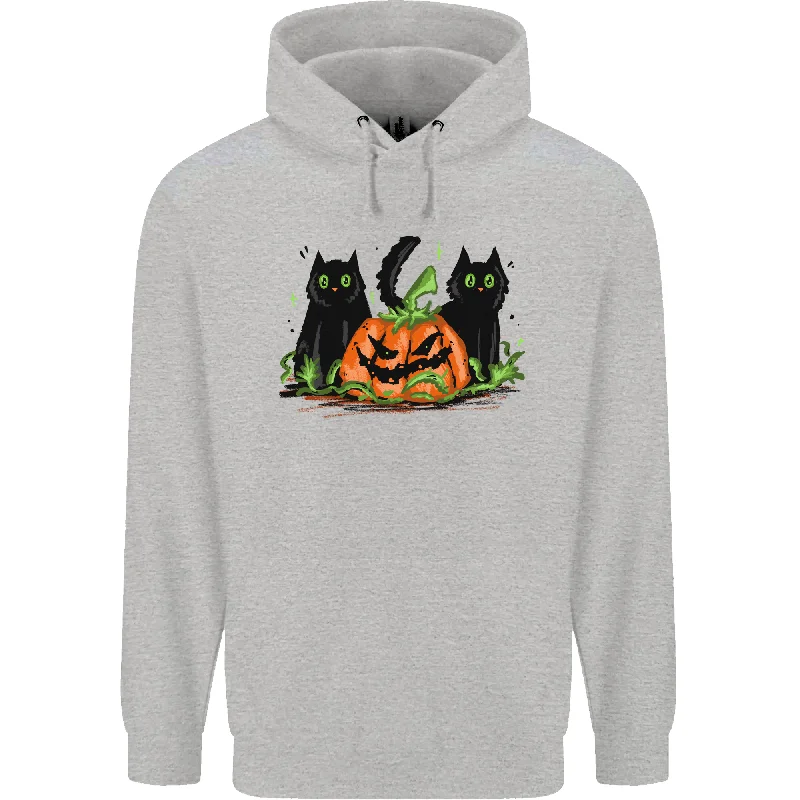 Blowout Deals Halloween Cats With a Pumpkin Mens 80% Cotton Hoodie