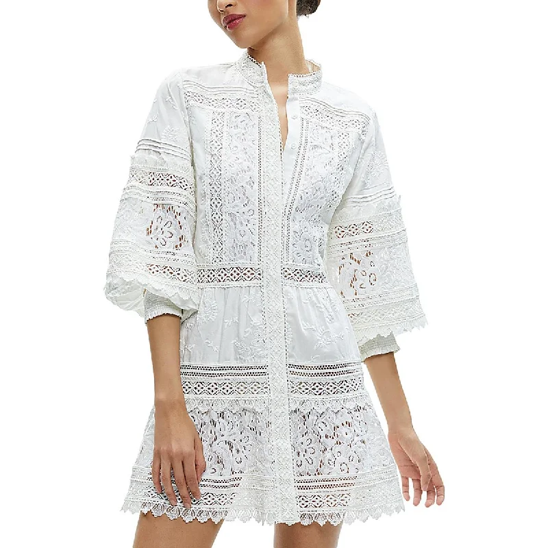 Buy More, Save More Alice and Olivia Womens Eyelet Mini Tunic Dress