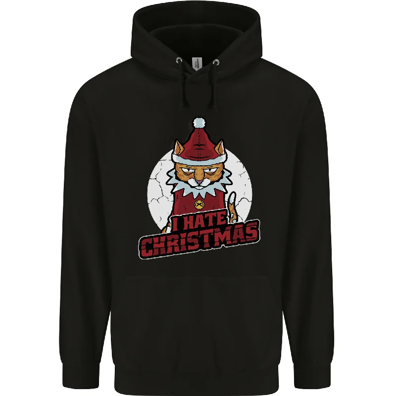 Special Discount I Hate Christmas Funny Bah Humbug Cat Xmas Mens 80% Cotton Hoodie