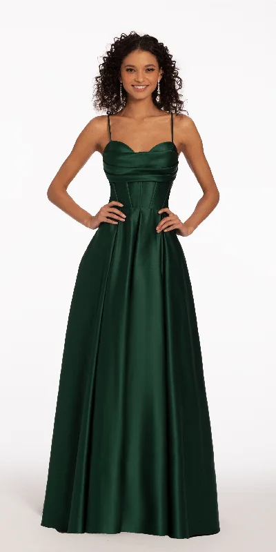 Deal Alert Satin Pleated Sweetheart Lace Up Ballgown with Pockets