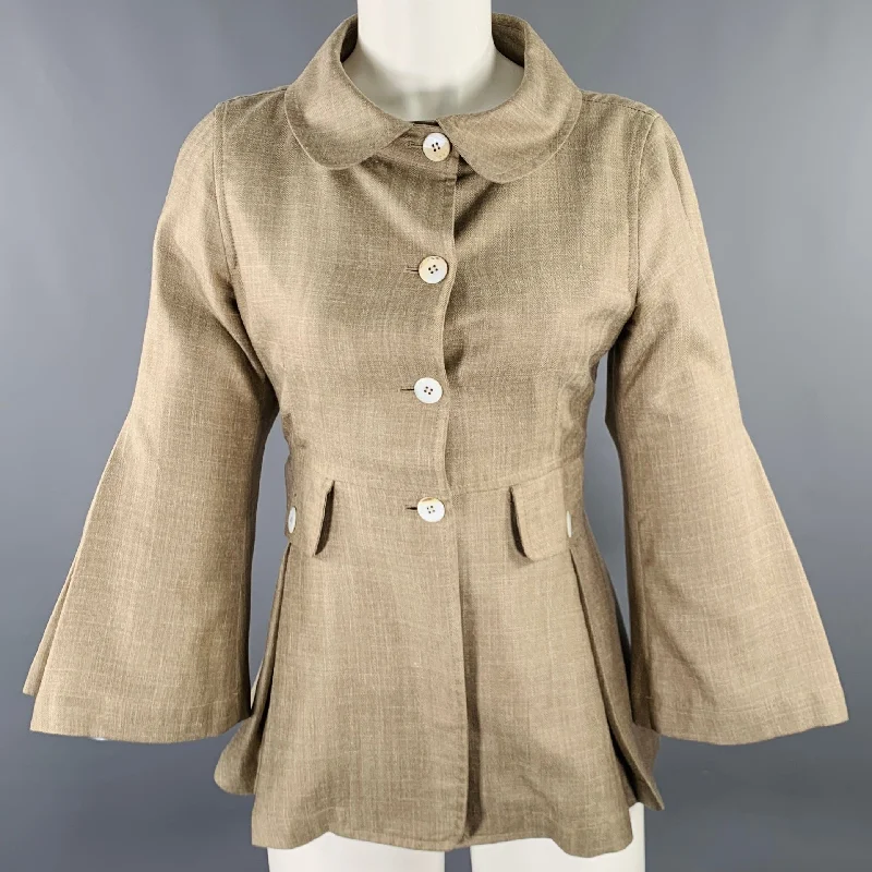 Fantastic Deals MARIA LUISA B Size 6 Beige Taupe Linen Blend Jacket Blazer