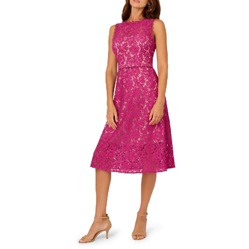 Instant Discount Adrianna Papell Womens Belted Sleeveless Midi Dress
