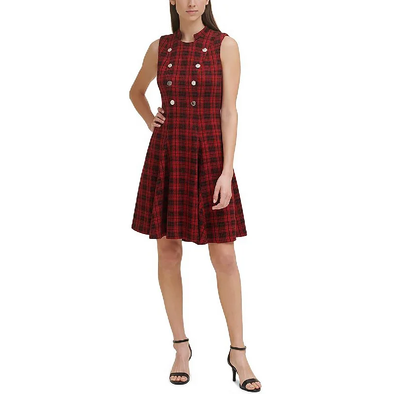 Special Discount Tommy Hilfiger Womens Plaid Above Knee Fit & Flare Dress