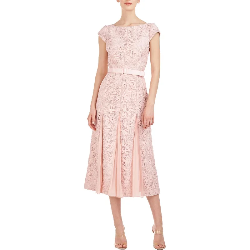 Massive Deals Kay Unger New York Womens Lace Cap Sleeve Midi Dress