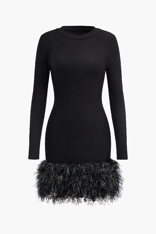 Lowest Prices Patchwork Long Sleeve Mini Dress