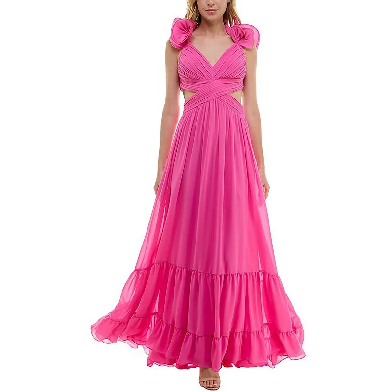 Savings Galore B. Darlin Womens Lace-Up Ruffled Evening Dress