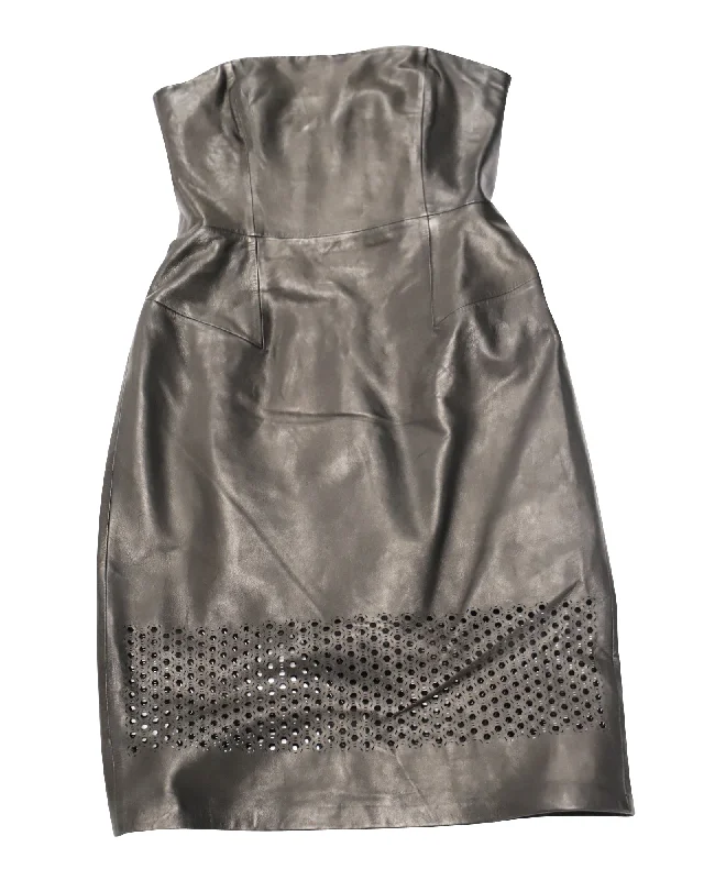 Midnight Madness Alexander Wang Strapless Dress with Cutout Details in Black Leather