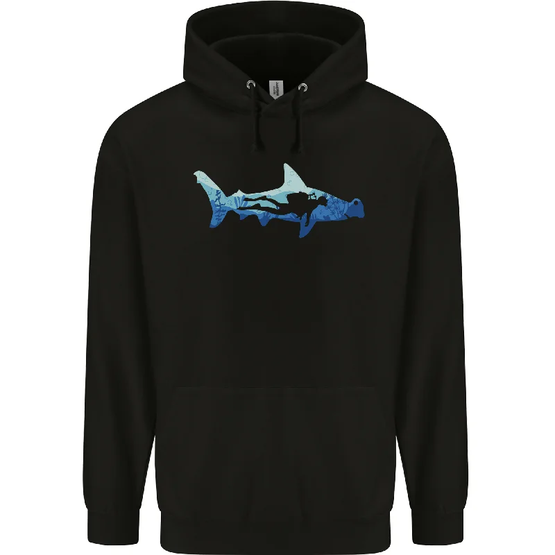 Incredible Offers Hammerhead Shark Scuba Diver Diving Mens 80% Cotton Hoodie