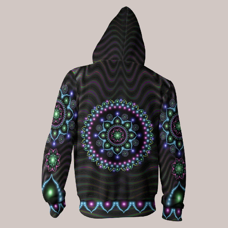 Flash Deals Lumindala Hoodie – Radiant Mandala Psychedelic Art