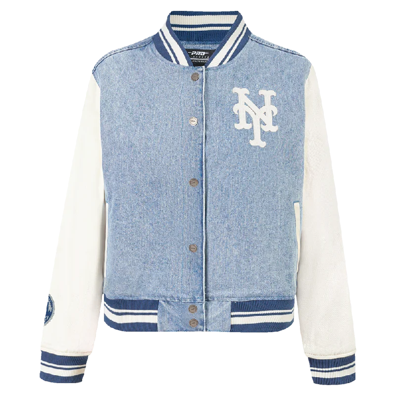 Members Only CHAMARRA DE MEZCLILLA MLB NEW YORK METS VARSITY BLUES PARA MUJER