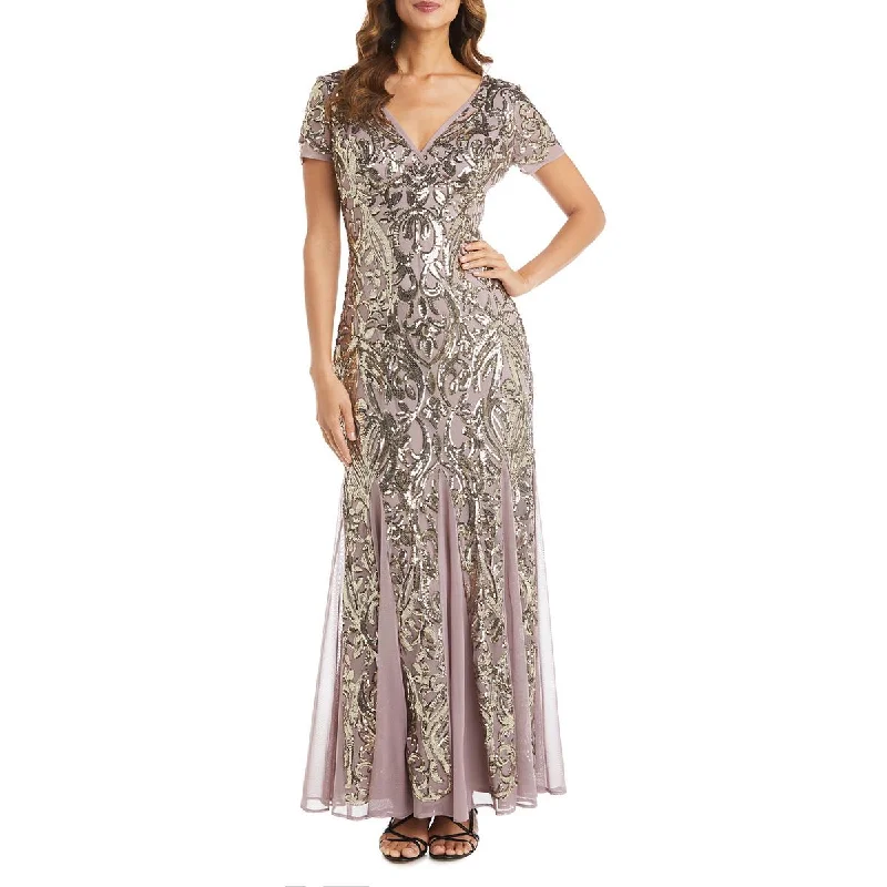 Savings Event R&M Richards Womens V Neck Full Length Evening Dress