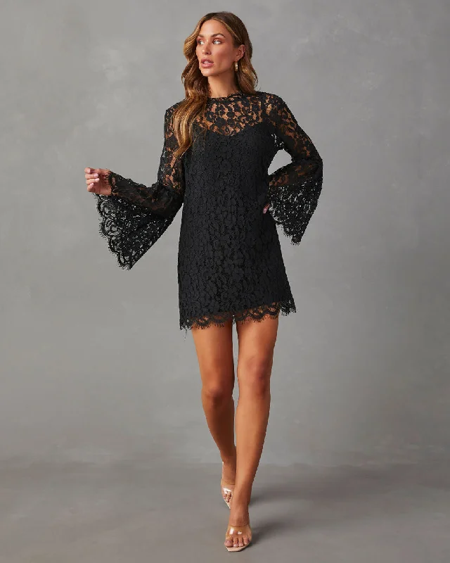 Act Fast Shes All That Lace Long Sleeve Mini Dress