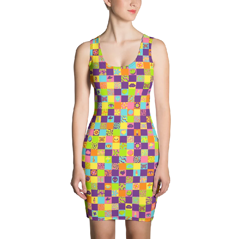 Closeout Disco Squares Bodycon Dress