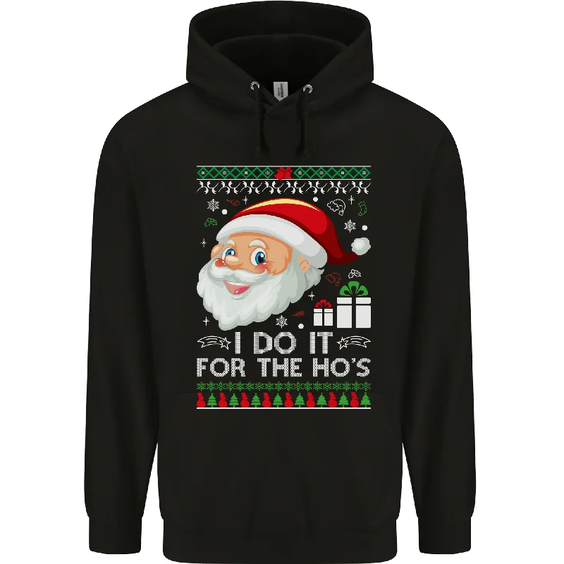 Don't Miss I Do It For the Hos Funny Christmas Xmas Mens 80% Cotton Hoodie