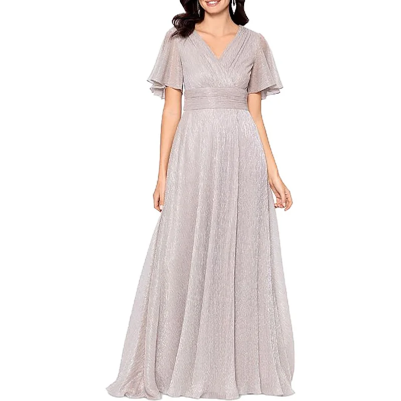 Blowout Deals Betsy & Adam Womens Petites Metallic Long Evening Dress