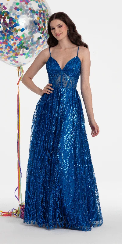 Blowout Sale Sweetheart Glitter Mesh Illusion Corset Ballgown