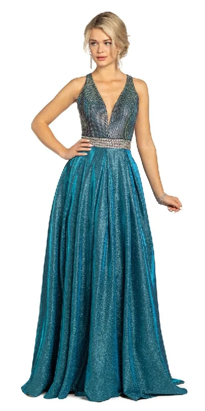 Instant Savings Shimmer Rhinestone Strappy Back Ballgown