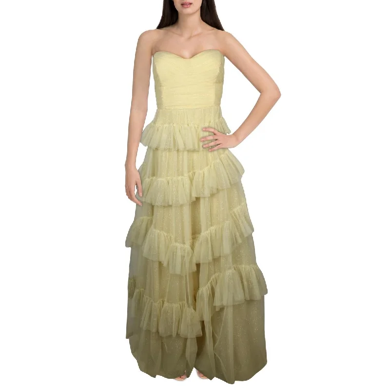 Deal Frenzy TLC Say Yes To The Prom Womens Juniors Glitter Strapless Evening Dress