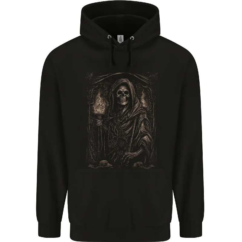 Discount Deals Gothic Grim Reaper Goth Heavy Metal Skull 10 Mens 80% Cotton Hoodie