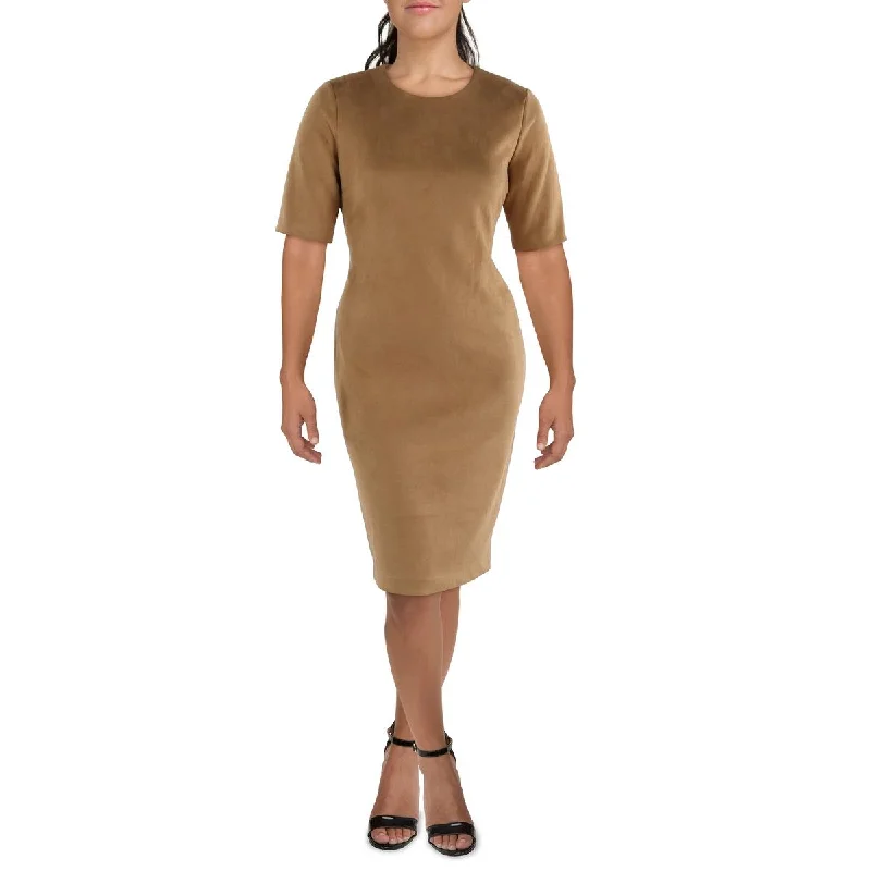 Daily Specials Anne Klein Womens Faux Suede Short Sleeves Sheath Dress