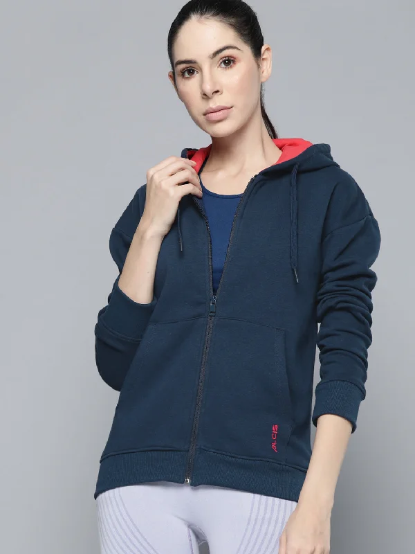 Flash Sale Alcis Women Blue Printed Hooded Sweatshirt