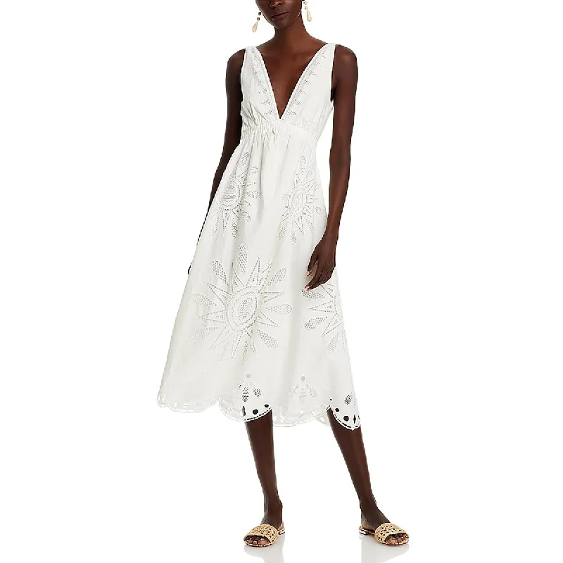 Super Bargain FARM Rio Womens Linen Blend Below Knee Midi Dress
