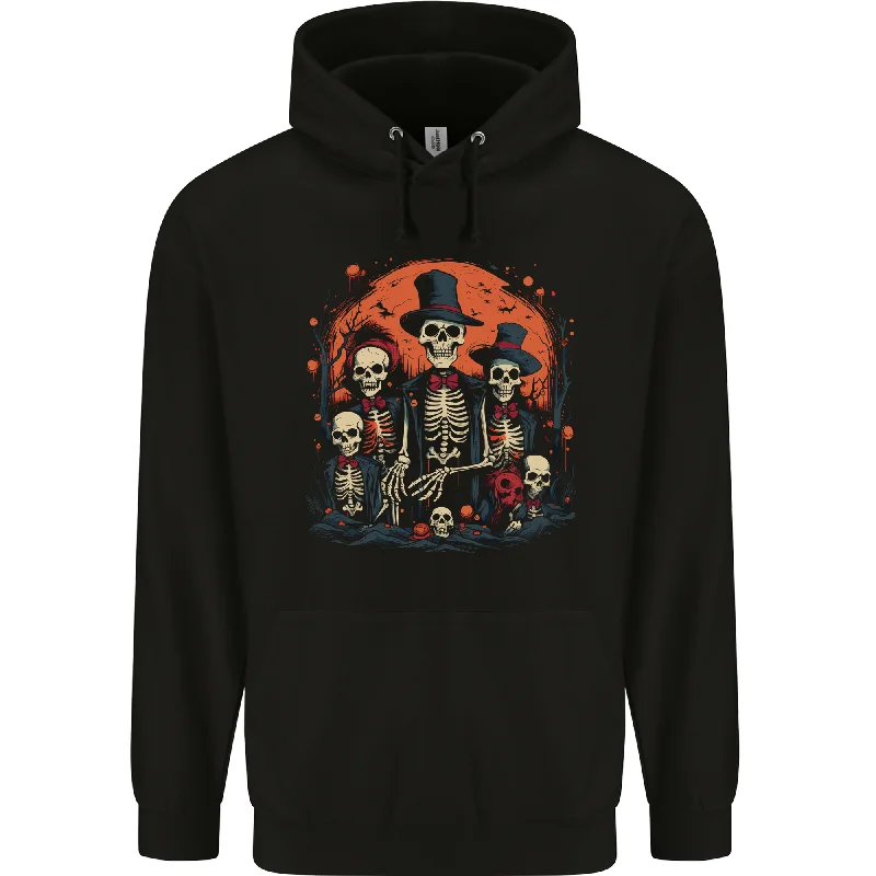 Exclusive Offers Halloween Skeleton Family With Skulls Mens 80% Cotton Hoodie