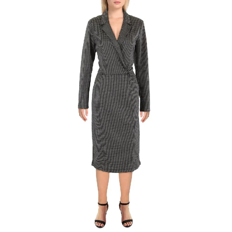 Act Fast Max Studio Womens Plaid Midi Midi Dress