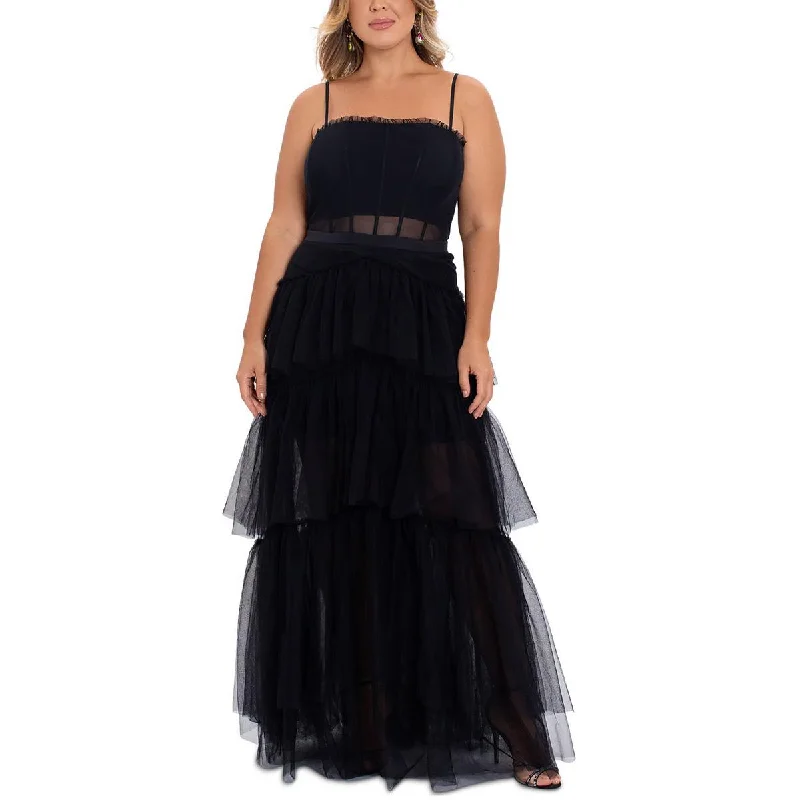Deal Alert Betsy & Adam Womens Plus Tiered Sleeveless Evening Dress