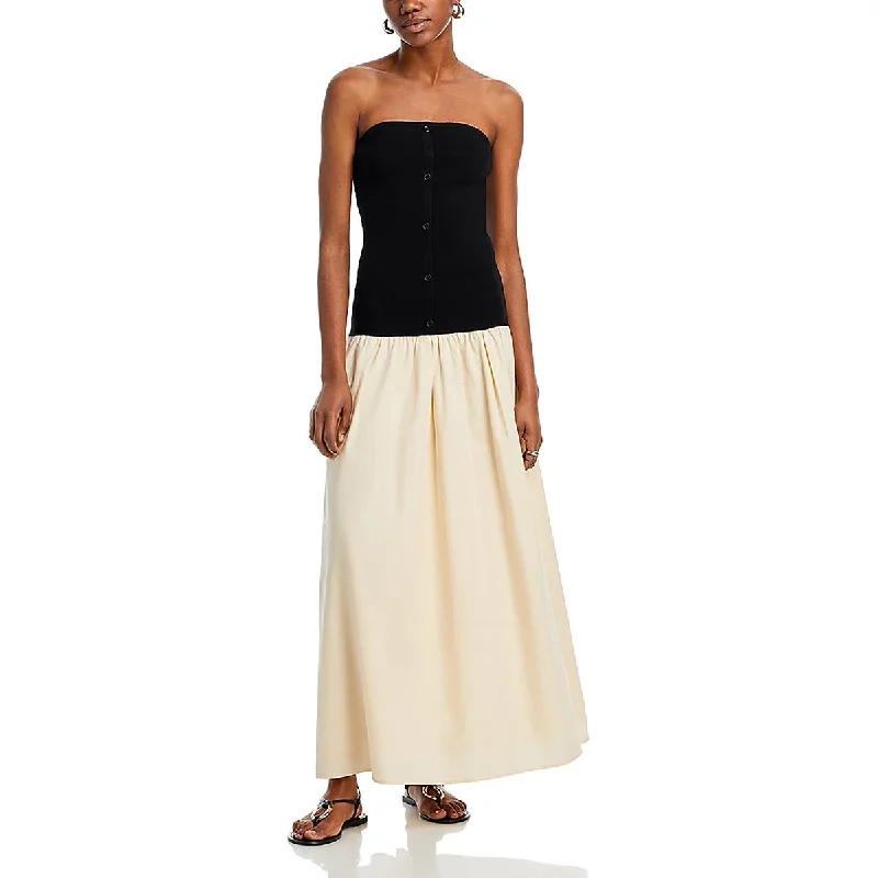 Lowest Prices Line & Dot Womens Tanner Combo Colorblock Mixed Media Maxi Dress