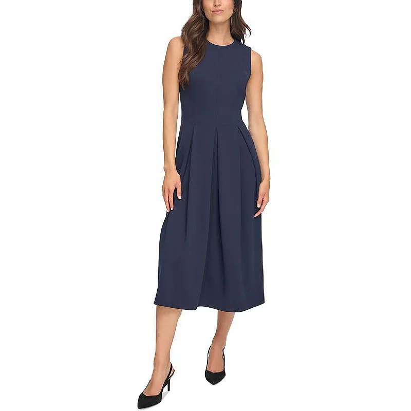 Don't Miss Calvin Klein Womens Pleater Midi Fit & Flare Dress