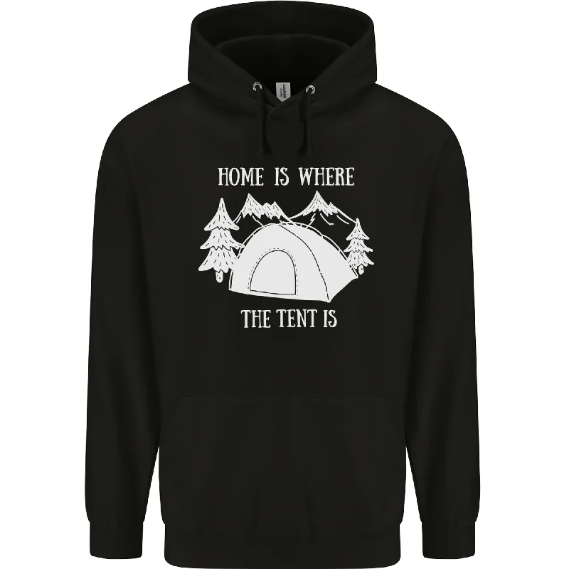 Mega Deal Home Is Where the Tent Is Funny Camping Mens 80% Cotton Hoodie