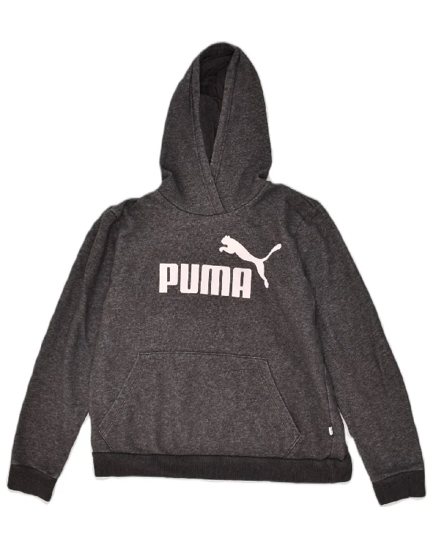 Super Sale PUMA Womens Graphic Hoodie Jumper UK 16 Large Grey Cotton
