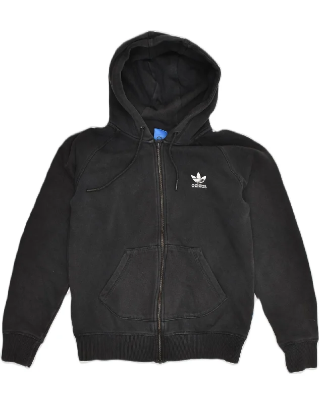 Unbeatable Prices ADIDAS Womens Graphic Zip Hoodie Sweater UK 12 Medium  Black Polyester