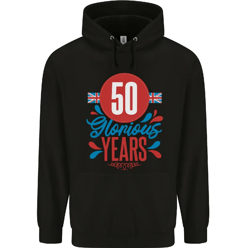 Quick Sale Glorious 50 Years 50th Birthday Union Jack Flag Mens 80% Cotton Hoodie