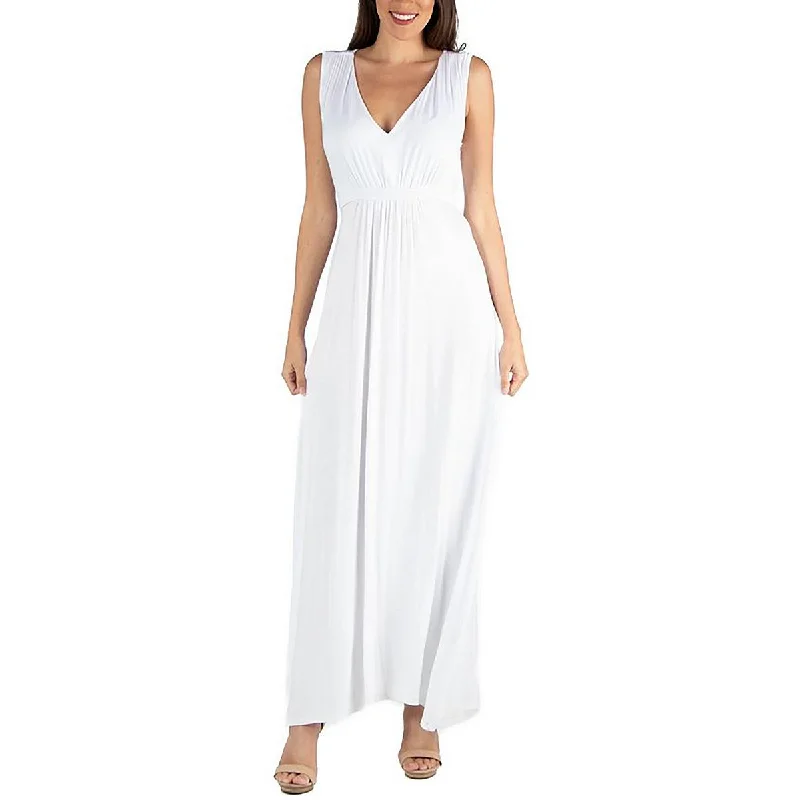 Massive Deals 24seven Comfort Apparel Womens Plus Tie-Waist V-Neck Midi Dress