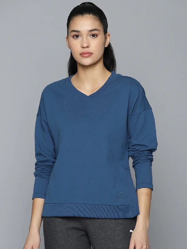 Take Advantage Alcis Women Blue Solid Sweatshirt