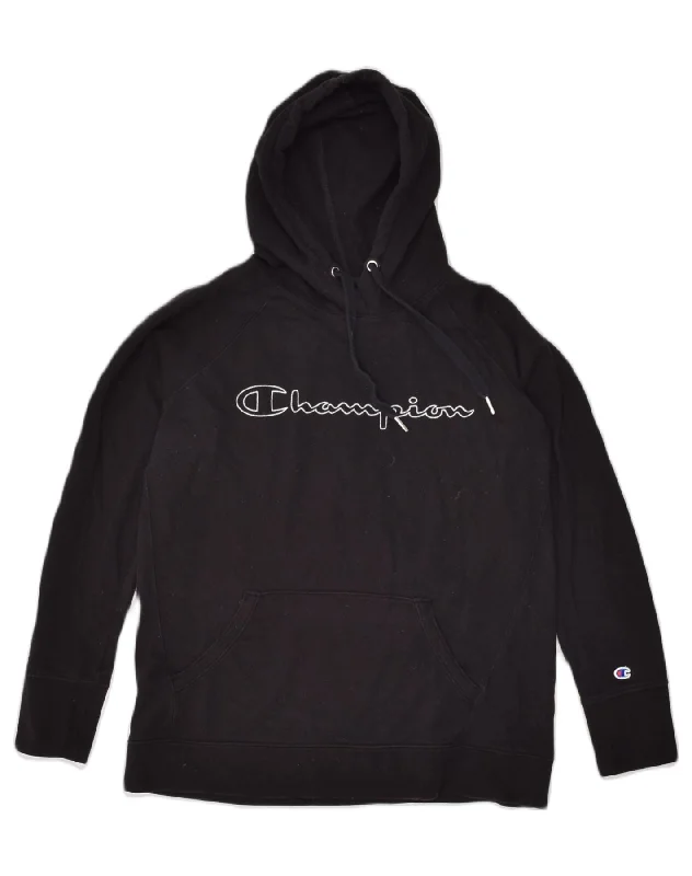 Exclusive Access CHAMPION Womens Graphic Hoodie Jumper UK 14 Medium Black Cotton