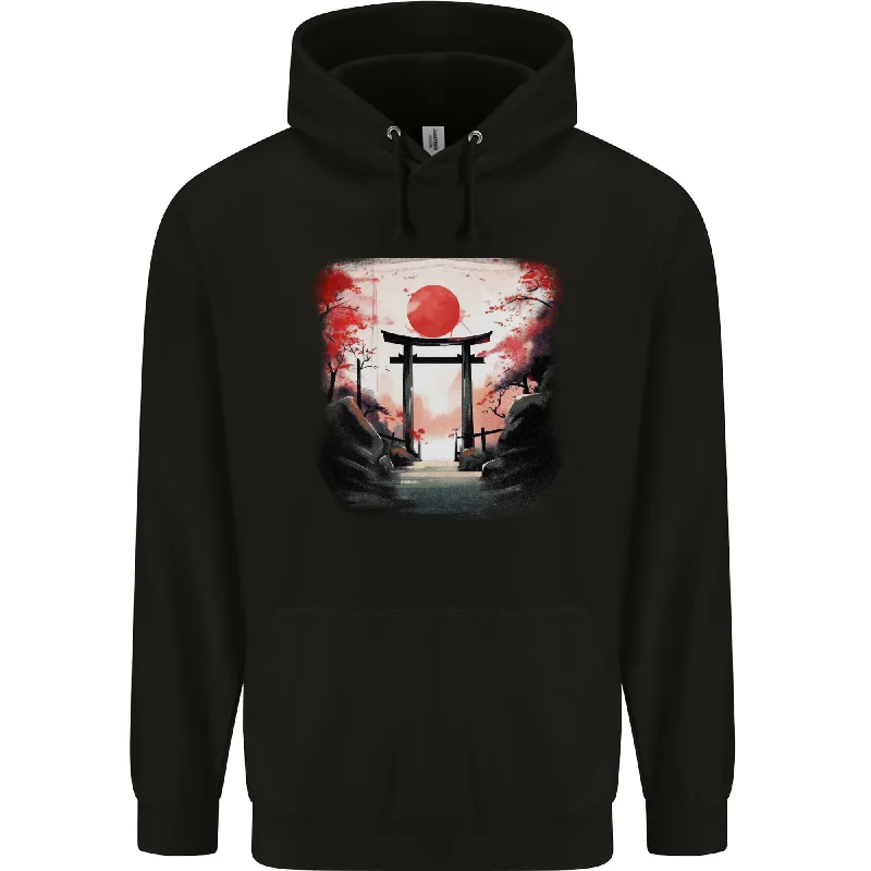 Daily Deals Japanese Tori Gate and Sunset Garden Mens 80% Cotton Hoodie