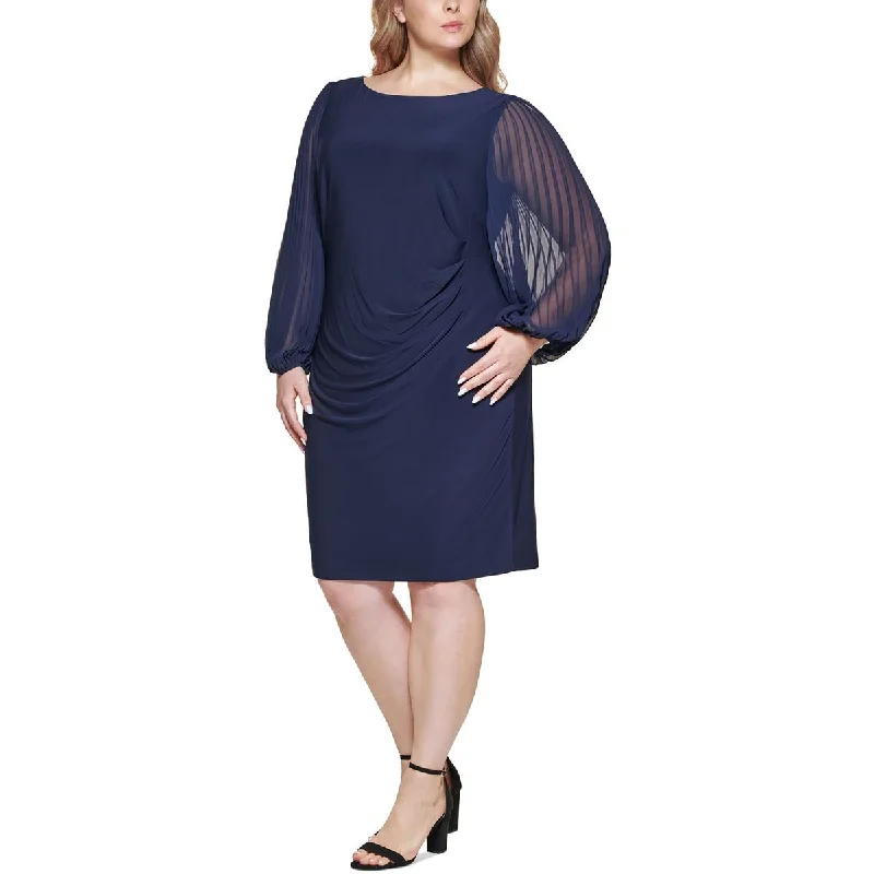Crazy Deals Jessica Howard Womens Plus Bishop Sleeve Knee-Length Sheath Dress