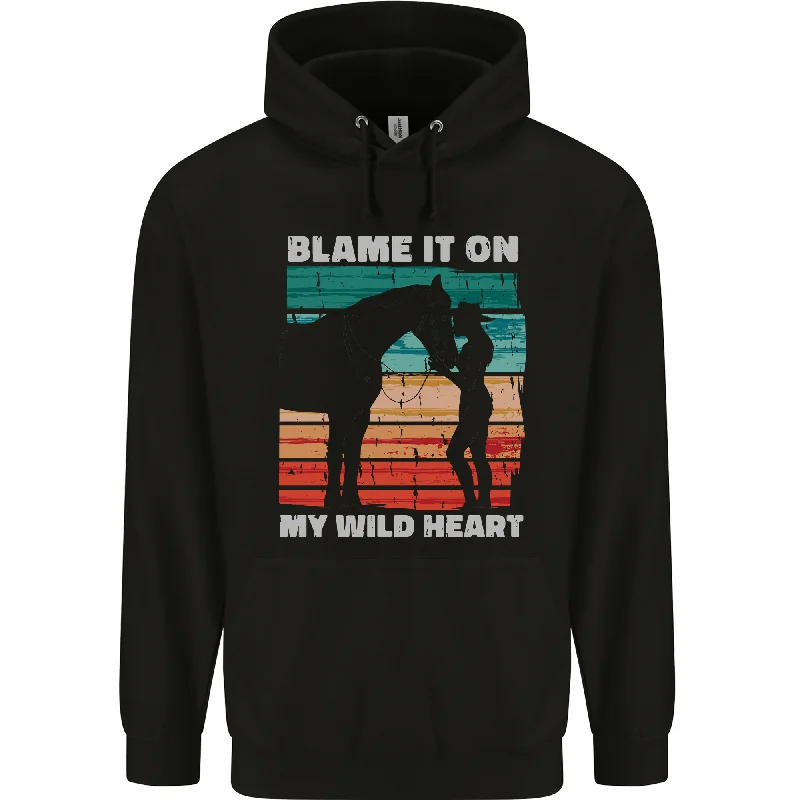 Don't Wait Horse Riding My Wild Heart Equestrian Mens 80% Cotton Hoodie