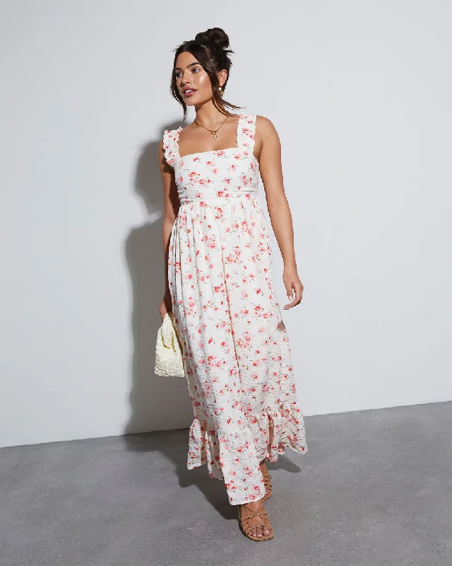 Super Deal Cottagecore Floral Maxi Dress