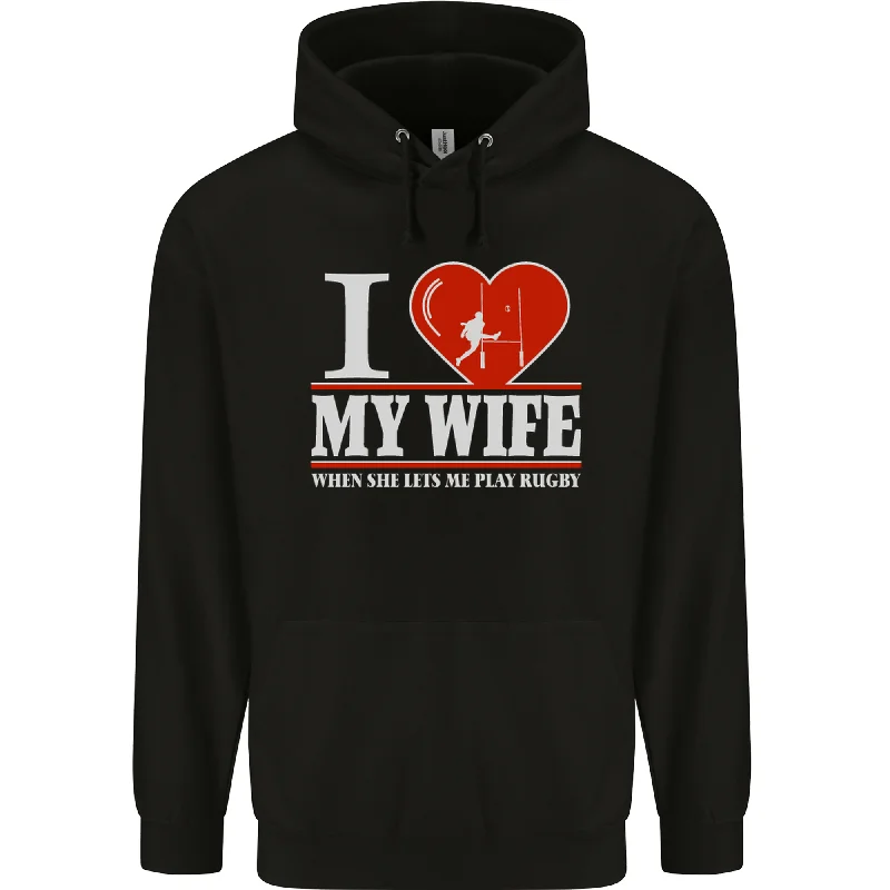 Special Offer I Heart My Wife Rugby Player Funny Union Mens 80% Cotton Hoodie