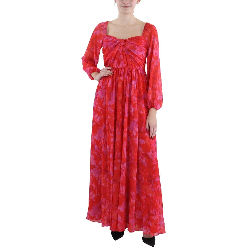 Fantastic Offers ML Monique Lhuillier Womens Floral Print Full Length Evening Dress