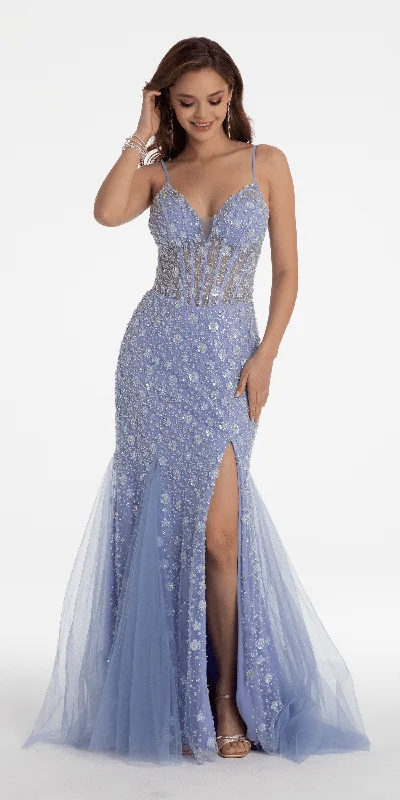 Weekend Flash Sale Plunging Pearl Corset Embellished Keyhole Back Dress
