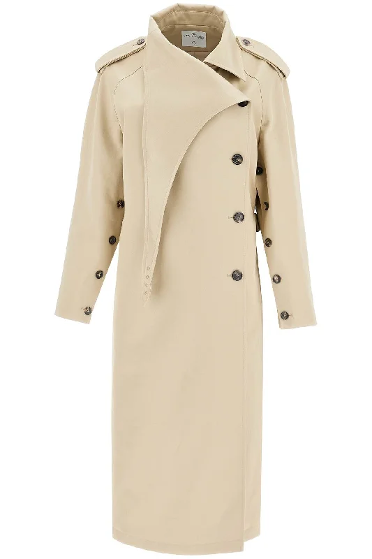 Last Chance Long Trench Coat With Asymmetrical Closure  - Beige