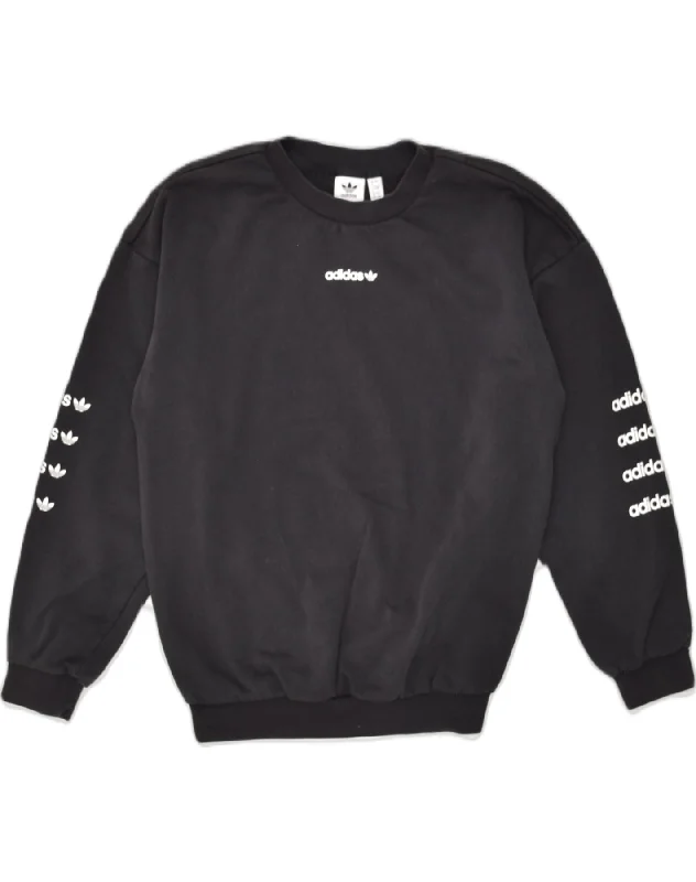 Today’s Deal ADIDAS Womens Oversized Graphic Sweatshirt Jumper UK 4 XS  Black Cotton
